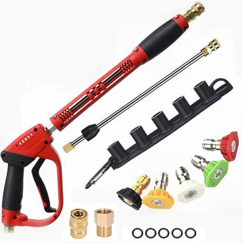 Hochdruckreiniger Pistole,Hochdruckpistole,Pressure Washer Gun,Hochdruckreiniger Pistole mit 5 Sprühdüsen,5000PSI Schnellverschluss Hochdruckpistole,für Autowäsche (M22 14MM/15mm Schlauchanschluss)