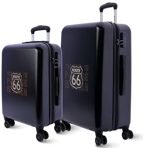 ROUTE 66 - Juego de Maletas - Set Maletas de Viaje - Juego Maletas de Viaje - Maleta Cabina y Maleta Mediana 4 Ruedas - Maletas de Viaje Medianas - Maletas de Viaje Cabina con candado númerico
