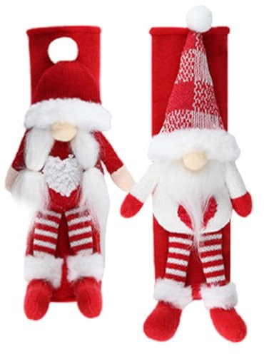 Julskåp handtagsöverdrag, set med 2 mikrovågsugnsdörrhandtagsskydd | Förtjusande dörrhandtag för mikrovågsugn för dekoration
