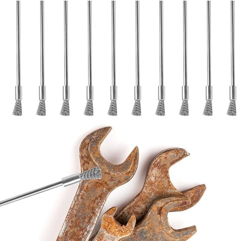 10 spazzole metalliche in acciaio inox, 3 mm, per la pulizia della ruggine, punta per trapano in acciaio inox, spazzola metallica per trapano piccola