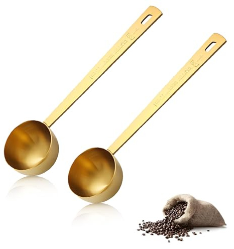 2PCS Gold Finished Stainless Coffee Measuring Spoon, Protein Scoop, Ancient and Brave Scoop, Coffee Spoon Measure,for Ground Coffee and Beans