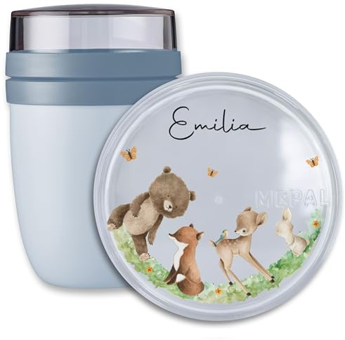 Lunchpot Kinder Müslibecher to go Joghurtbecher für Mepal Ellipse - Schulkind Geschenk Waldtiere mit Name Geschenk Einschulung Waldtier Geschenke Kitastart Wald Tiere I Schuleintritt I Schulbeginn I