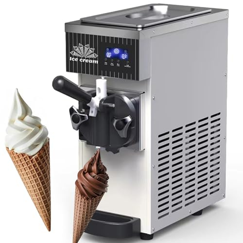 RETRIN Gelatiera da Banco Gelatiera Soft Serve Monogusto 450 W con Tramoggia 3,5 L, Pannello LCD,Macchina per Gelato Commerciale,Resa da 4-5 kg/H,per Snack Bar di Ristoranti MilkyWhite