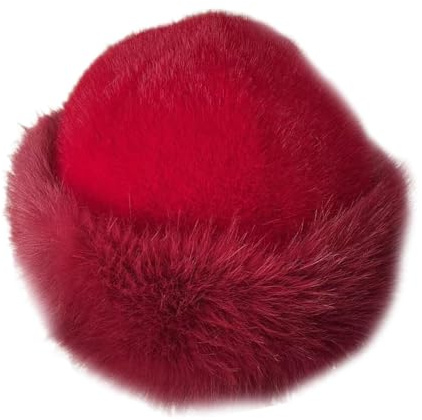 rockible Cappello caldo in pelliccia sintetica, copricapo peloso, cappello mongolo antivento per donna, escursionista, Rosso