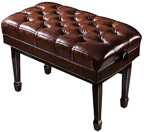 Pianopall Deluxe träpianobänk Höjdjusterbar keyboardpall med breddad och förtjockad sits för pianoövning och undervisning, valnötsbrun, valnötsbrun,Walnut Brown
