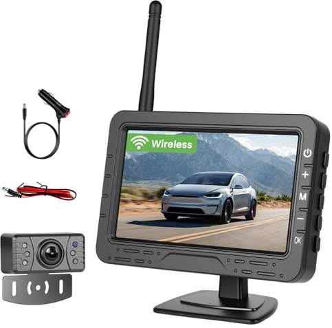 Realdio Cámara Trasera Inalámbrica, IPS 4,3, Gran Angular, IP68 | Monitor TN de 4,3 Pulgadas, Sin Cables, Protección IP68, Infrarrojos y Campo Amplio