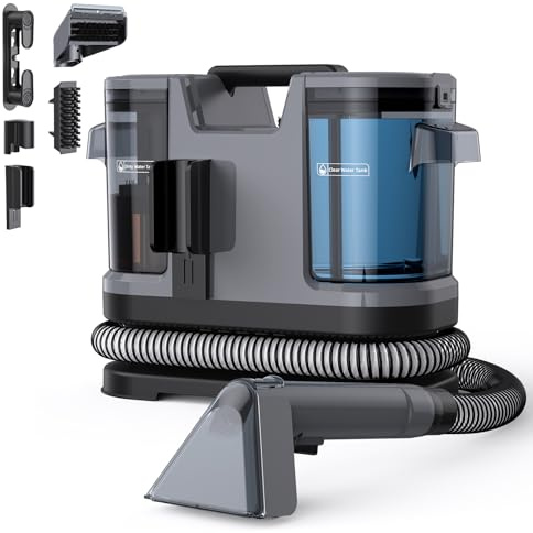 Lubluelu Limpiador de almohadas 600 W - 22 kPa limpiador de alfombras portátil con función de autolimpieza y manguera larga para alfombras, sofás y coches