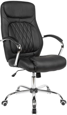 AMSTYLE Schreibtischstuhl Bezug Kunstleder Schwarz Bürodrehstuhl bis 120 kg, Design Drehstuhl Höhenverstellbar, Bürosessel mit Armlehnen & niedriger Rückenlehne