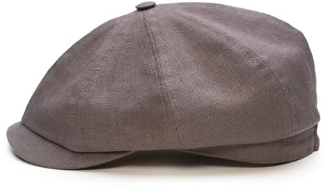Sterkowski Modelo Rowdy | Gorro deslizante 100% lino para hombre y mujer | Gorra plana de verano ligera y ventilada, gris medio, 59