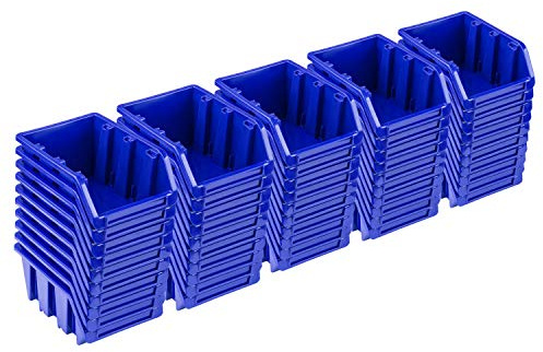 50x Stapelboxen – 70x100x155 mm - NP6 Blau Farbe – Lagerboxen Sichtlagerkästen Stapelbehälter Sortierbox