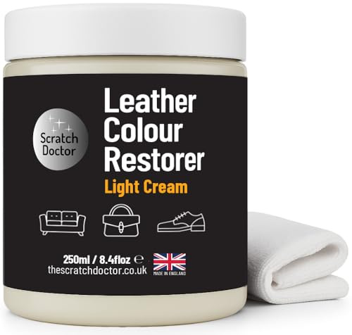 Leather Colour Restorer Recolouring Balm Repair Treatment for Faded & Worn Absorbent Leather Furniture, Sofas, Chairs (Light Cream, 250ml)