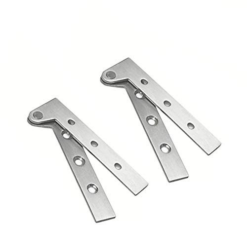 2 Stück Edelstahl 360 Grad Drehung Versteckte Türschwenkscharniere, KAIISSA 4-Zoll-Offset-Messerscharniere Eingebauter Türschrank Schrank Verbergen Sie das Drehgelenk Silber gebürstet, mit Schrauben