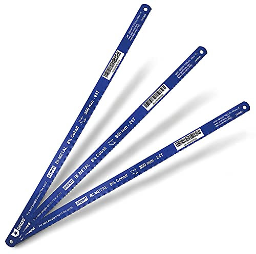 GRAFF Lame de Scie à Métaux pour Acier Inoxydable 300mm 24 TPI - Bimétal 8% Cobalt Lame de Scie - Lot de 3 Lames