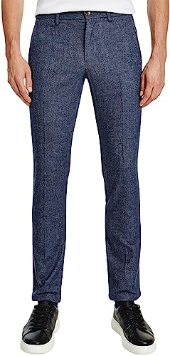Tommy Hilfiger Men's Bleecker Fake Solid Wool Look Mw0mw19861 Woven Pants, Blue (Faded Indigo), 32W / 34L