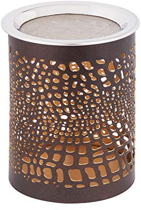 Bitto Windlicht und Weihrauchbrenner BELLARY aus Metall, Gold/schwarz, H: 10 cm, Ø 8 cm, mit Edelstahlsieb Ø 9 cm