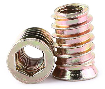 Tyenaza 20 Piezas Tuercas para Madera, Tuerca de Inserción de Wood, Insertos Roscados para Wood, Tuercas de InsercióN Hexagonales de Acero al Carbono Roscadas, para Muebles de Wood(M10 x 25 mm)