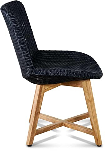 OUTLIV. Clovelly Diningstuhl, Gartenstuhl in Teak/Geflecht, 56x68x85 cm, gemütlicher Stuhl für Ihren Outdoorbereich
