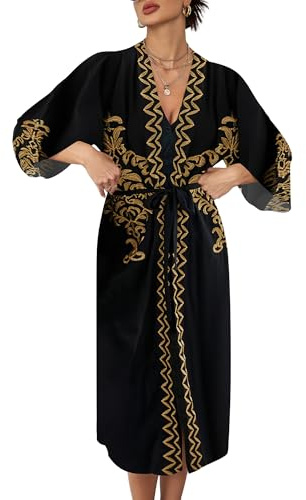 Bsubseach Strandblus, kimono, cardigan, långt bikiniöverdrag av chiffong/rayon för damer, En Storlek