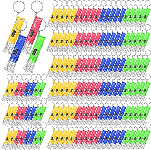 Jexine 150 Pcs Flashlight Keychain, Assorted Colors Portable LED Flashlight, Handheld Plastic Keychain Flashlights, LED Key Chains for Halloween Hiking Camping Cycling Party Favor(Multicolor)