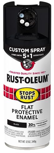Rust-Oleum 376855 Stops Rust Custom Spray 5-in-1 Spray Paint, 12 oz, Flat Black, (Pack of 1)