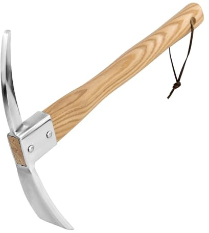 Eadwiella 15 Inch Pick Axe, Stainless Steel Mattock with Solid Wood Handle