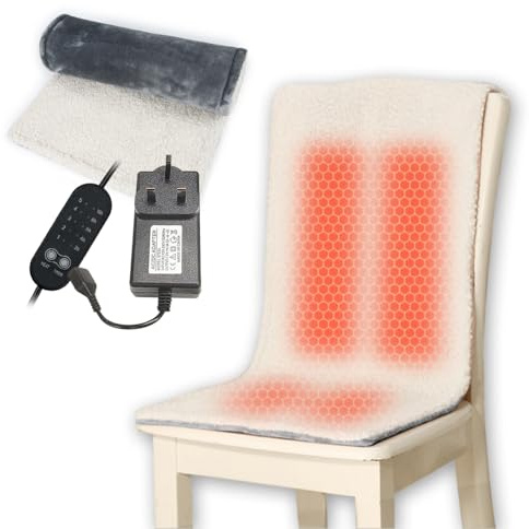 Heated Pad for Office Chair, USB Heated Seat Cushion, 10 Hours Timer & 3 Temperature Settings, Fast Heat Machine Washable Heating Pad for Back Neck Shoulder Pain Relief, 100x40cm, Gray