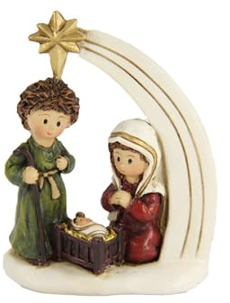 FADEDA Hlg. Familie Nativity Block with Comet Height 8 cm Hand Painted Detailed Nativity Scene Figures Christmas Table Decoration Nativity Accessories
