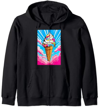Gaufrier glacé cornet de glace glace pop art vintage rétro glacé café glacé Sweat à Capuche