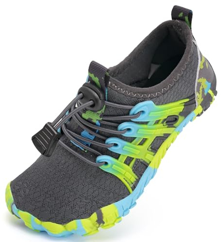Water Shoes Kids Shoes Boys Swim Shoes for Beach Pool Water Sport Aqua Quick Dry Barefoot（Grey 32EU