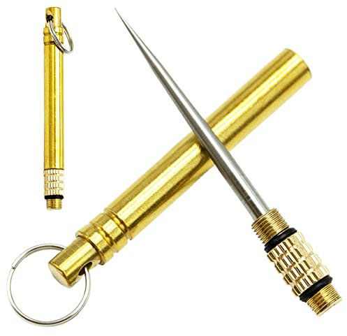 2pcs Portable Titanium toothpicks,Toothpick Holder, Metal Toothpick, toothpicks with Protective Holder Key Ring Fruit Stick Stainless Steel toothpicks for Outdoor Picnic and Camping (Brass)