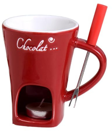 Juego de 2 tazas de fondue de chocolate, taza de café de cerámica para fondue de chocolate con tenedores, tazas de fusión para mantequilla de queso y chocolate, taza de fondue de chocolate derretido,