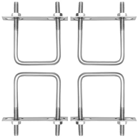 Idota 4 Piezas Pernos en U M10 80x150 mm Pernos en Forma de U con Rosca, Tornillos en U Acero Inoxidable para Fijación de Tuberías