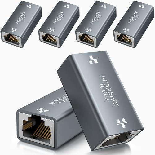 NORSHY Adaptador RJ45 Hembra a Hembra 10Gbps, RJ45 Conector de Extensión LAN Acoplador, Empalme RJ 45 para Cable Red para Cable Ethernet Cat8, Cat7, Cat6, Cat5, Cat5e, 6 Unidades