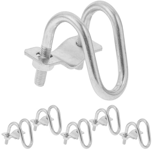 SOIMISS 6pcs U Bolt Pipe Clamp for Greenhouse and Farm Use, Silver Iron Double U-Shaped Fixator Stable Connection for Chain Link Fence Installation and Scaffolding
