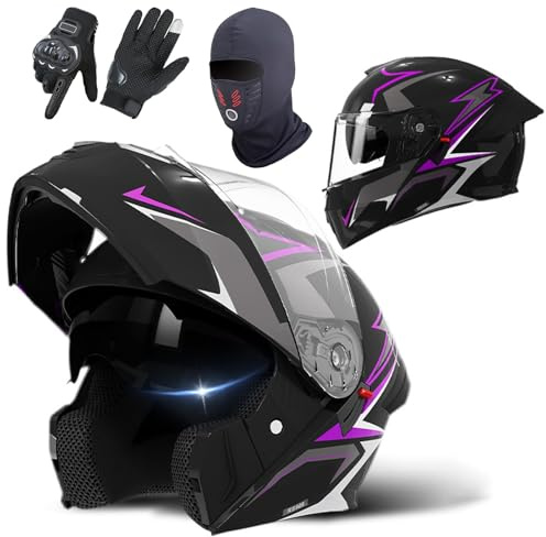 ECE 22.06 tested modular motorcycle full-face helmet with double visor, for adults, men and women