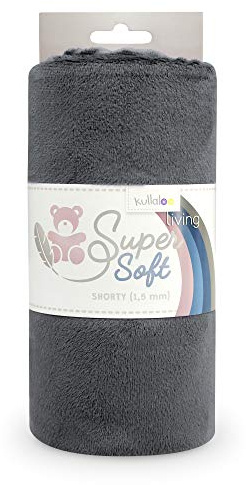 kullaloo Plüsch Stoff SuperSoft SHORTY in vielen Farben - 1,5mm Florlänge, EN71-3 & EN 71-9 Zertifiziert (aschgrau)
