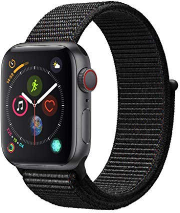 Apple Watch Series 4 (GPS + Cellular) Boîtier en Aluminium Gris Sidéral de 40 mm avec Boucle Sport Noir (Reconditionné)
