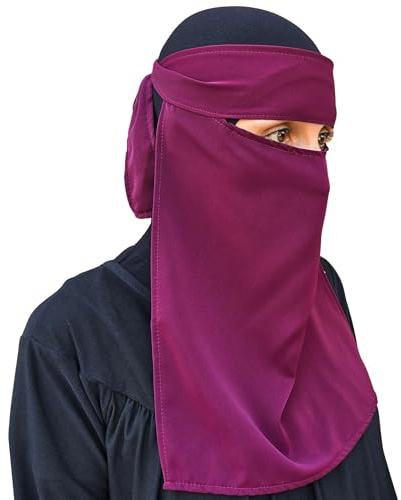 Hijab Niqab - Velo facial Jilbab Abaya Khimar, bufanda islámica de una pieza, ideal para mezquita de Madraza, Ramadán, Eid, boda, todos los días, granate, Talla única