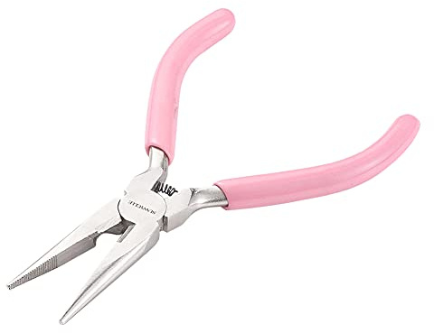 SUNNYCLUE Pinze a becco a catena lunga da 15 pollici con ganasce seghettate Mini pinze di precisione per realizzare gioielli fai da te, progetti di hobby, rosa