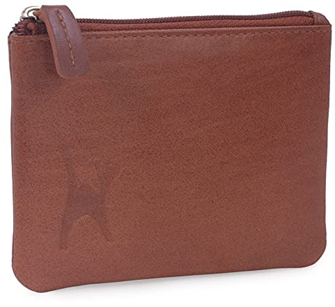 Catwalk Collection Handbags - Damen Leder Münzbörse - Portemonnaie Klein/Mini Geldbörse - RFID Blocker - Geschenkbox - Mimi - Hellbraun