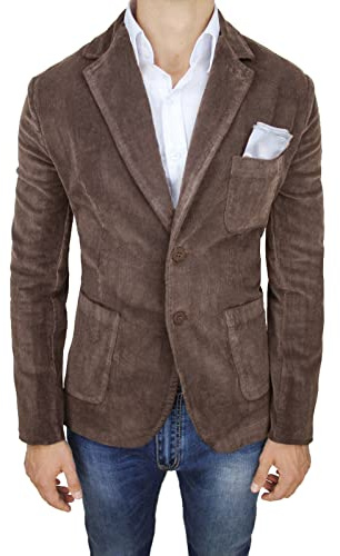 Evoga Giacca Uomo Invernale in Velluto Marrone Testa di Moro Blazer Cappotto Casual Elegante (XL, Marrone)