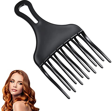 Afro comb,1 Pièces Peigne cheveux boucles,Peigne Afro Dents Larges en Plastique pour Styliser et Détacher Cheveux Enchevêtrés,Noir.