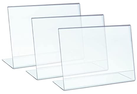 Espositore in metacrilato trasparente A4 orizzontale, confezione da 3 pezzi, supporto da tavolo in plastica per poster A4, porta menu, porta prezzi, porta foto da tavolo, cornice in acrilico