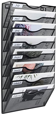 PAG Porte Document Mural 8 Compartiments, Rangement Mural Bureau, Noir