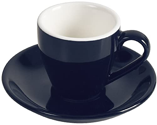 ionEgg Espressotasse aus Porzellan mit Untertasse, Espresso-Schnapsbecher, 80 ml, Dunkelblau