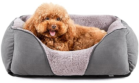 MIXJOY Lit orthopédique Lavable pour Chiens et Chats, lit orthopédique Doux avec Fond antidérapant, Douillet apaisant pour Petits Animaux de Compagnie (50,8 x 48,3 cm, Gris)
