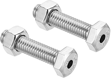 PATIKIL 2 set M8 x 35 mm ihålig utvändig sexkant skruv cylindrisk lampa gängskruvar genom hålskruv med mutter 304 rostfritt stål