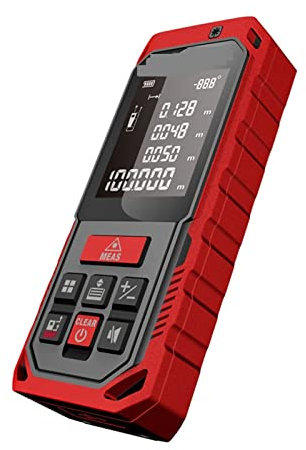 Medidor de área terrestre 50M 70M 100M 120M Telémetro láser recargable Medidor de distancia láser Medidor láser Herramientas de ángulo Diastímetro Rojo Medir distancia, área y volumen ( Color :