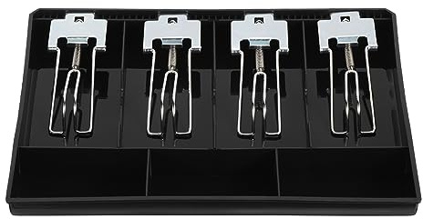 PATIKIL Cash Register Drawer Insert Tray, Removable 4 Bill / 3 Coin, 13 Money Tray Organizer for Cash with Metal Clip for Cash Register Small Businesses, Black