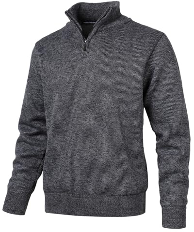 Herothorn Pullover in Pile da Uomo con Collo Alto e Zip - Felpa in Micropile 1/4 di Zip a Manica Lunga Leggera Lavorata a Maglia - Pullover a Maglia Grossa Ispessita